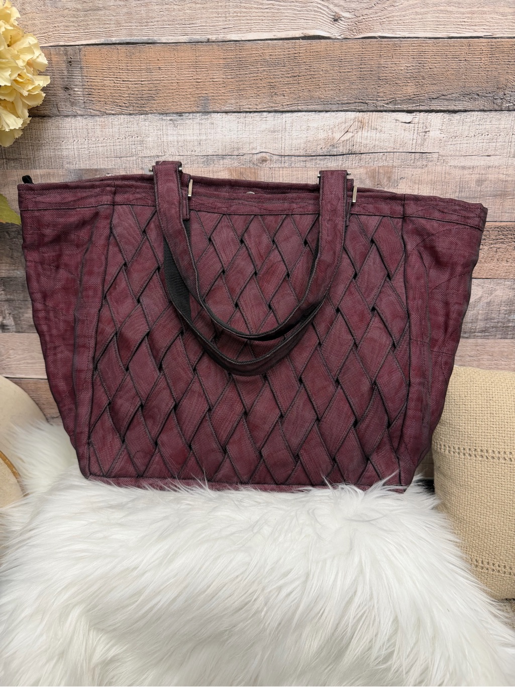 Smateria Purple Seatbeat Weave Tote Os